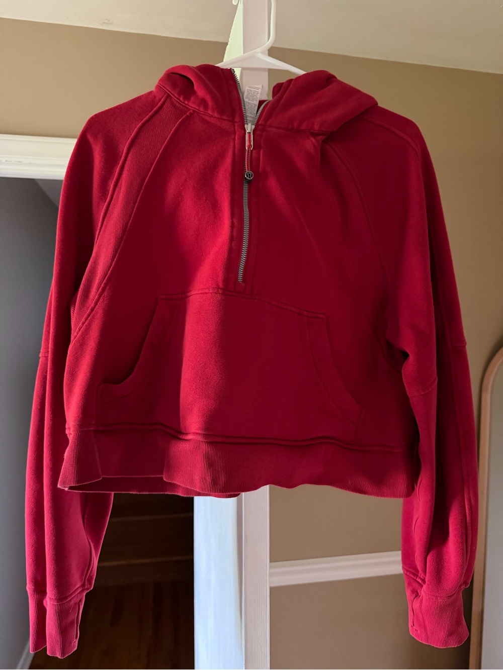 lululemon athletica Red Cropped Half-Zip Hoodie M/L